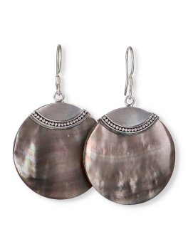Orecchini Rotondi in Argento e Madreperla - 1