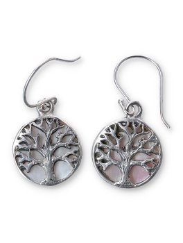 Orecchini Tondi Argento e Madreperla - Albero della Vita - 1