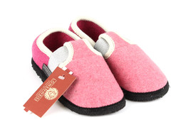 Pantofola Bimbo con Elastico - Feltro di Lana - Rosa/Fuxia - Taglia 24 (1000f/36-43)