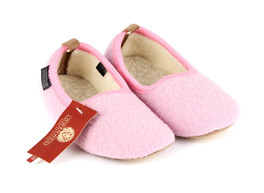 Pantofola con Suola Toppe - Pura Lana - Rosa Chiaro - Taglia 25 (1500L/96)