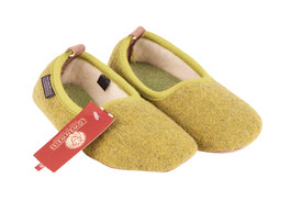 Pantofola Con Suola Toppe - Pura Lana - Verde Mela - Taglia 24