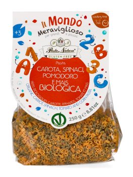 Pasta con Carota, Spinaci, Pomodoro e Mais Bio - Letterine - 1