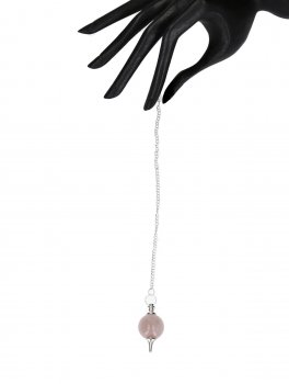 Pendolo Sferico con Pietra Naturale e Catenella in Metallo - Quarzo Rosa - 2