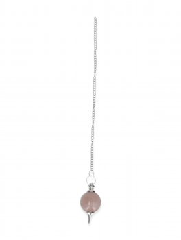 Pendolo Sferico con Pietra Naturale e Catenella in Metallo - Quarzo Rosa - 3