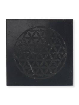 Piastrella in Shungite Lucida Tipo 2 con Incisione Fiore della Vita - 2