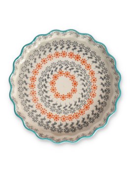 Piatto da Quiche in Gres Ø 22 cm - Floral Arancione e Blu - 2