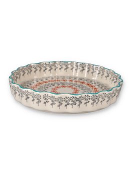 Piatto da Quiche in Gres Ø 22 cm - Floral Arancione e Blu - 1