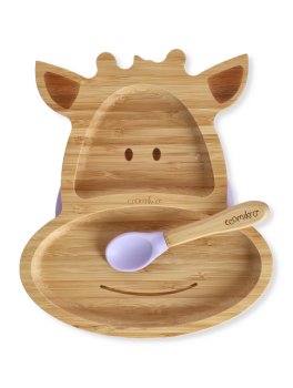 Piatto Giraffa in Bambù con Cucchiaio - 1