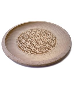 Piatto in Legno Fiore della Vita per Cristalli - 1