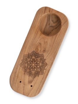 Piccolo Bruciatore per Palo Santo in Legno di Teak - Mandala Design - 2