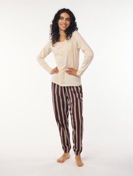 Pigiama Donna Fusa Fig Stripes Ecrù - Taglia S - 2