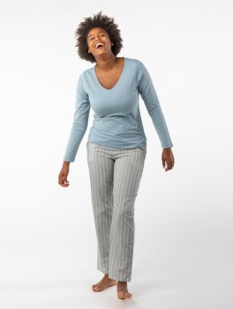 Pigiama Donna in Cotone Biologico "Alfa Stripes" Turmalina - 2