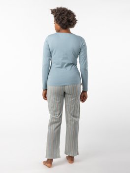 Pigiama Donna in Cotone Biologico "Alfa Stripes" Turmalina - 3