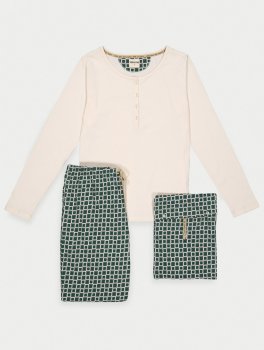 Pigiama Donna in Cotone Biologico "Fusa Blocks" Bruma - 3