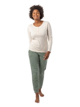 Pigiama Donna in Cotone Biologico "Fusa Blocks" Bruma - 1