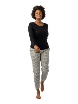 Pigiama Donna in Cotone Biologico "Fusa Blocks" Nero - 1