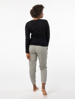 Pigiama Donna in Cotone Biologico "Fusa Blocks" Nero - 5