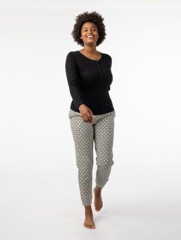 Pigiama Donna in Cotone Biologico "Fusa Blocks" Nero - 6