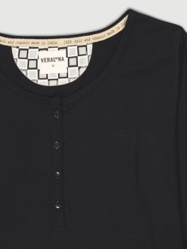Pigiama Donna in Cotone Biologico "Fusa Blocks" Nero - 3