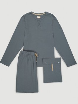 Pigiama Uomo in Cotone Biologico "Hooghly" Grigio - 3