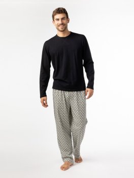 Pigiama Uomo in Cotone Biologico "Iota Blocks" Nero - 6
