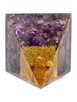 Piramide in Orgonite e Ametista - Fiore della Vita - 5