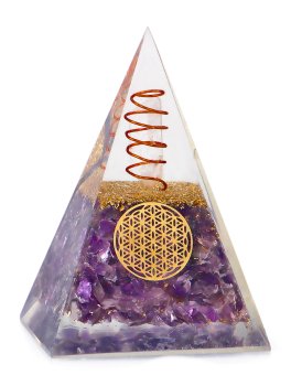 Piramide in Orgonite e Ametista - Fiore della Vita - 1