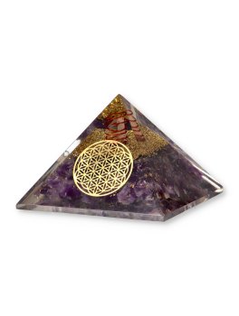 Piramide in Orgonite e Ametista - Fiore della Vita - 2