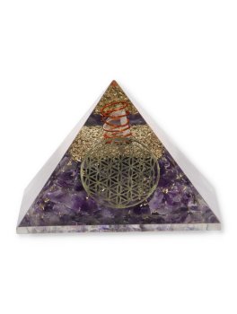 Piramide in Orgonite e Ametista - Fiore della Vita - 3