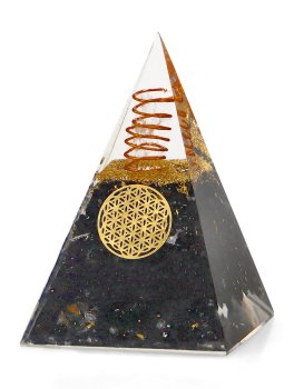Piramide in Orgonite e Tormalina - Fiore della Vita - 2
