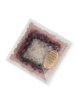 Piramide in Orgonite "Triangolo d’Oro" con Fiore della Vita - 3
