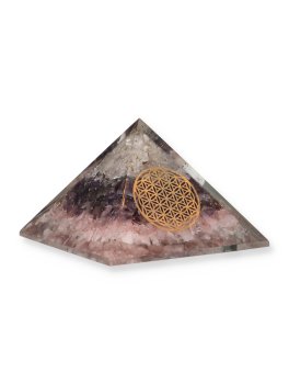 Piramide in Orgonite "Triangolo d’Oro" con Fiore della Vita - 1