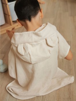 Poncho Bimbo in Spugna Waffle - Warm White - 5