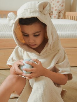 Poncho Bimbo in Spugna Waffle - Warm White - 6