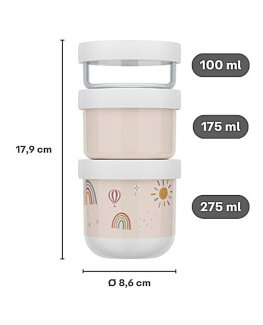 Porta Snack Impilabile Mepal Mio - 3 Pezzi - Sunshine & Rainbow - 4
