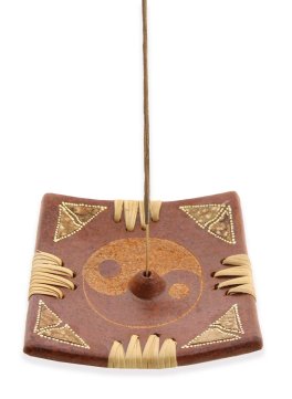 Portaincenso Tao in Terracotta con Rattan - 2