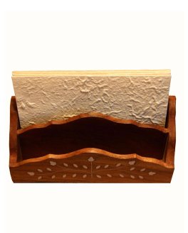 Portalettere in Legno con Intarsi Bianchi - 4
