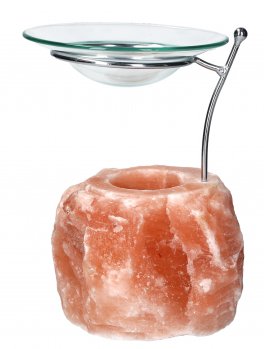 Portalumino di Sale Rosa dell'Himalaya con Piattino