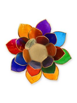 Portalumino "Fior di Loto" 7 Chakra con Bordo Oro - 3
