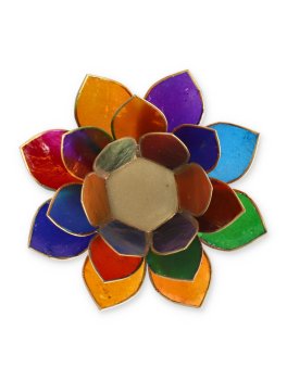 Portalumino "Fior di Loto" 7 Chakra con Bordo Oro - 4