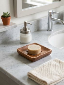 Portasapone Rettangolare in Legno di Neem - 5