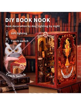 Puzzle in Legno 3D Book Nook Kit - Flame Common Room - 11