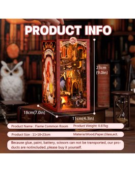 Puzzle in Legno 3D Book Nook Kit - Flame Common Room - 5