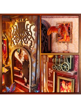Puzzle in Legno 3D Book Nook Kit - Flame Common Room - 6