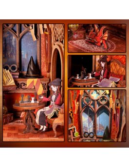 Puzzle in Legno 3D Book Nook Kit - Flame Common Room - 7