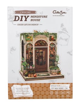 Puzzle in Legno 3D Book Nook Kit - Green Life Bookshop - 2
