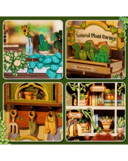 Puzzle in Legno 3D Book Nook Kit - Green Life Bookshop - 12