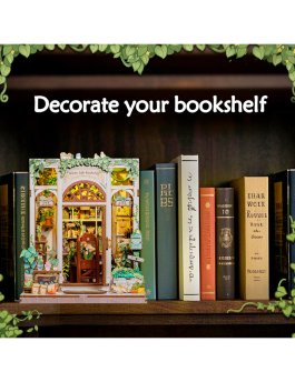 Puzzle in Legno 3D Book Nook Kit - Green Life Bookshop - 13