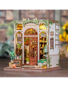 Puzzle in Legno 3D Book Nook Kit - Green Life Bookshop - 5