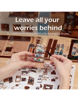 Puzzle in Legno 3D Book Nook Kit - Journey Trace Bookshop - 12